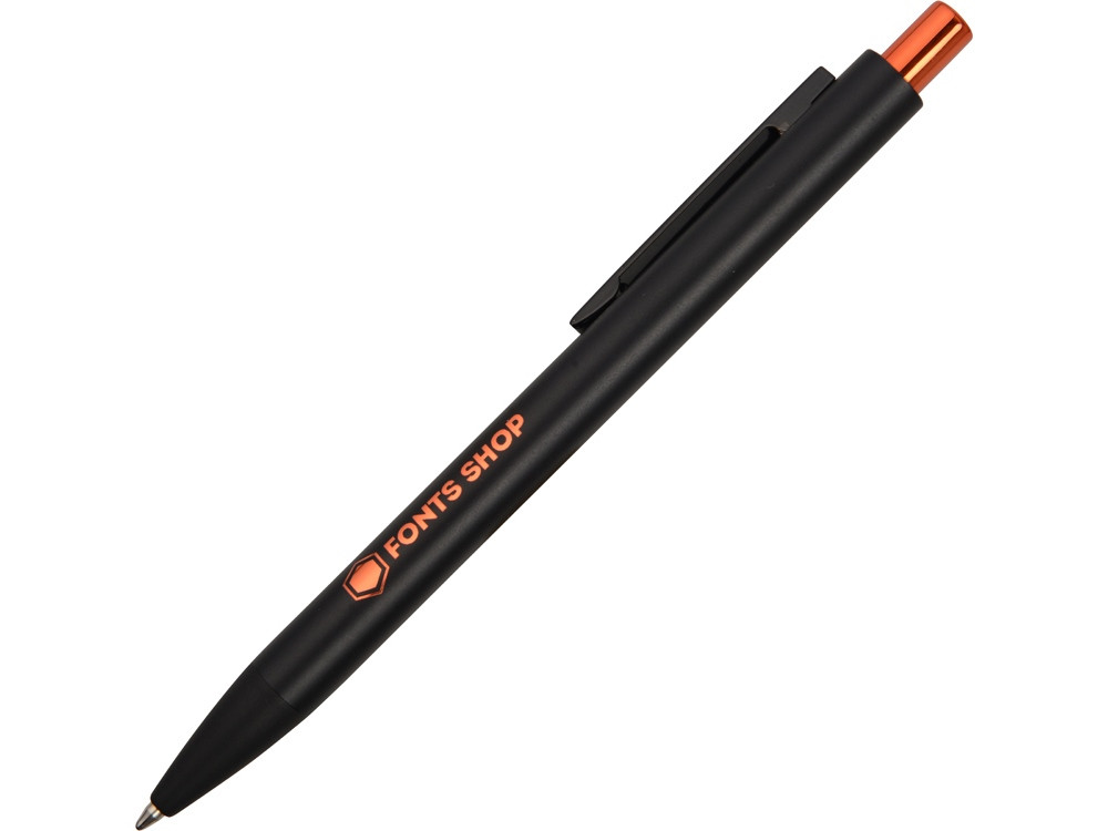 Ручка металлическая шариковая Blaze с цветным зеркальным слоем, черный/оранжевый - фото 1 - id-p223390828