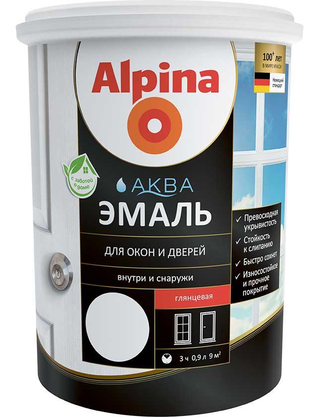 Alpina АКВА Эмаль для окон и дверей глянц. 0,9л / 1,10кг - фото 1 - id-p49801819