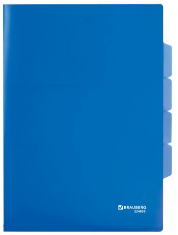 Папка-уголок пластиковая с 3 отделениями Brauberg А4+ толщина пластика 0,15 мм, синяя - фото 3 - id-p223385337