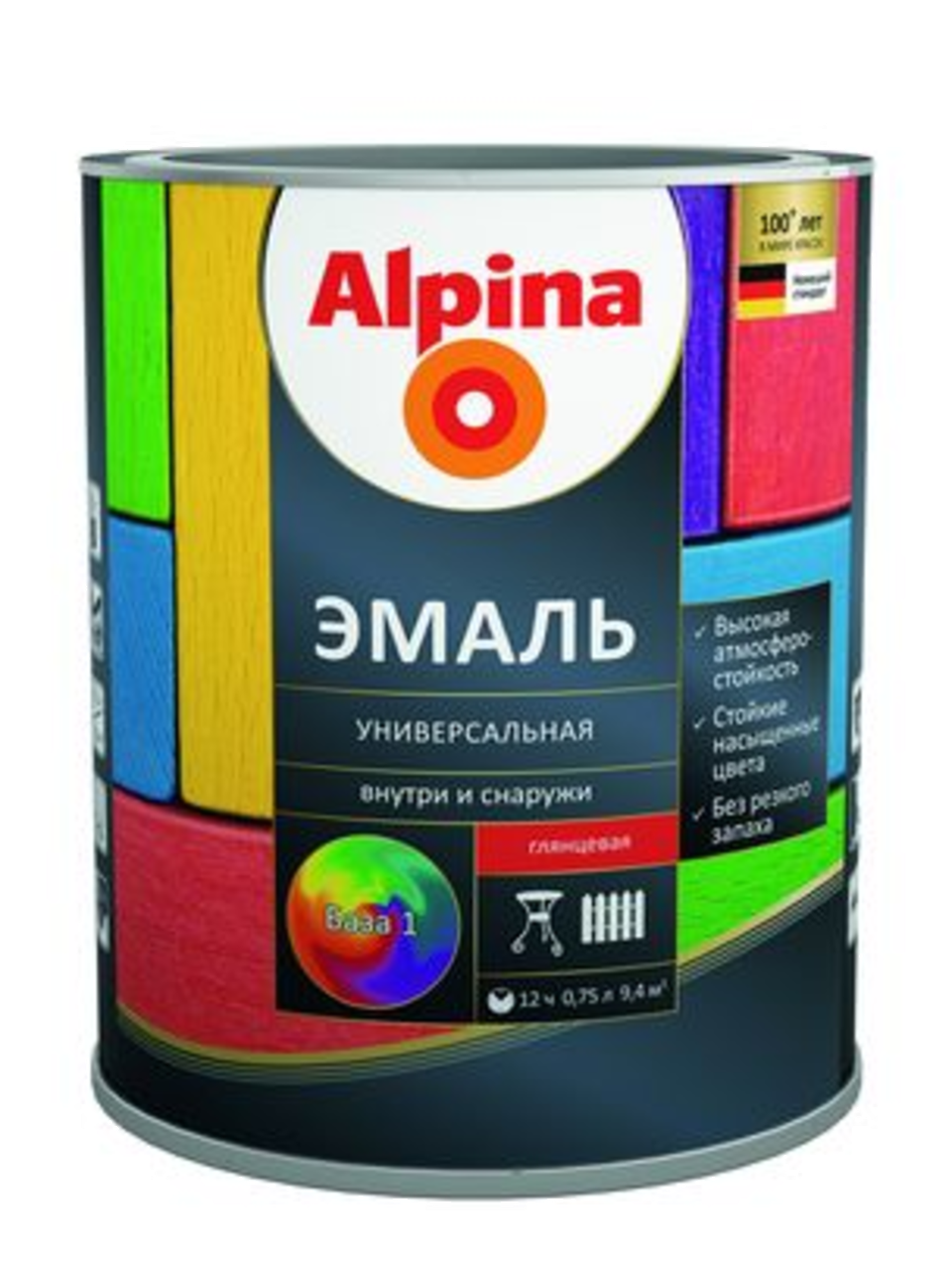 Alpina Эмаль универсальная База1 шелк.-мат. 0,75л / 0,94кг - фото 1 - id-p33517033