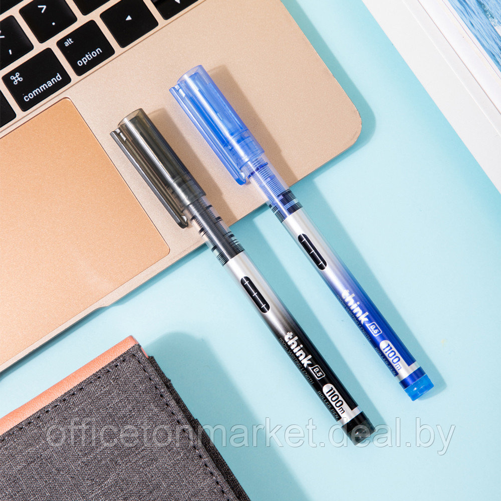 Ручка-роллер "Think", 0.5 мм, синий, стерж. синий - фото 3 - id-p211738330