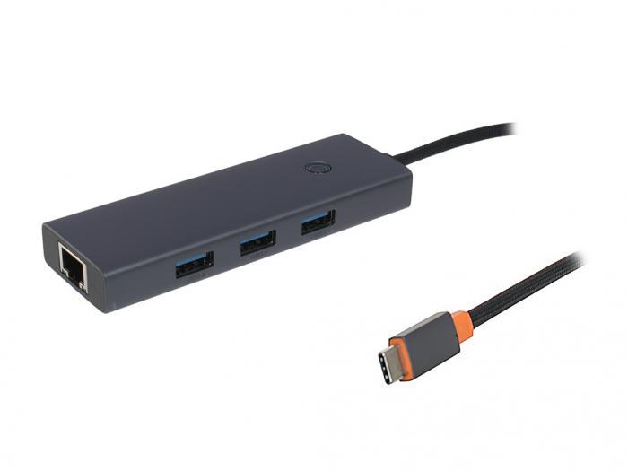 Хаб USB Baseus OS Flite Series 4-Port Type-C - 3xUSB 3.0 + RJ45 Space Grey B0005280A813-00 - фото 1 - id-p222780256