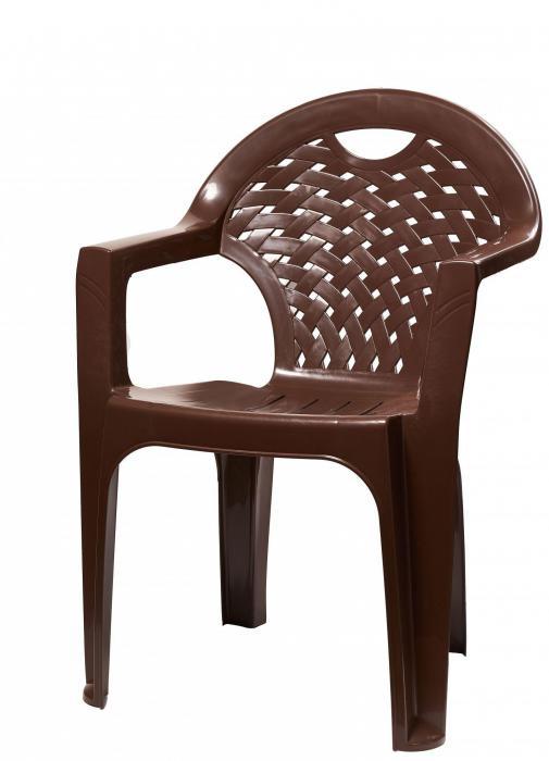 Пластиковое кресло садовое для дачи АЛЬТЕРНАТИВА М8020 стул для кафе коричневый