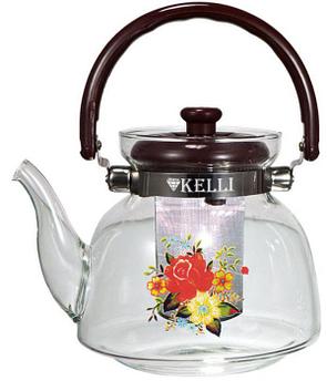 Заварочный стеклянный чайник с ситом фильтром ситечком для чая KELLI KL-3003 заварочник заварник стекло