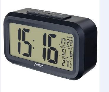 Настольные электронные цифровые часы-будильник календарь с термометром Perfeo Snuz PF-S2166 черные PF A4849 - фото 1 - id-p223215431