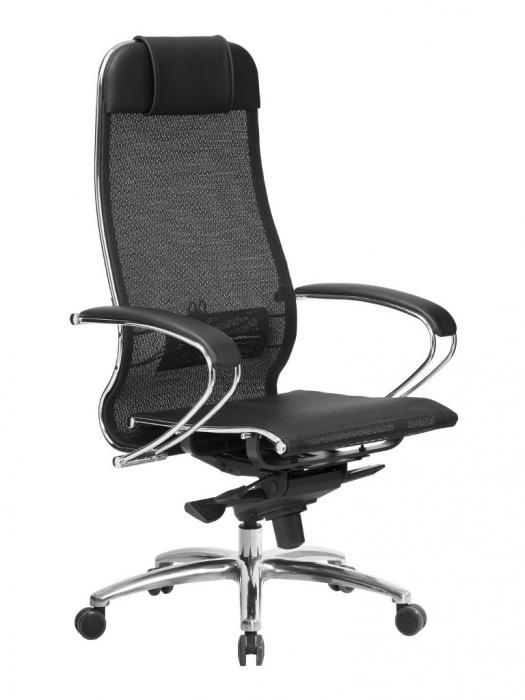 Компьютерное кресло стул руководителя для компьютера Метта Samurai S-1.04 Black Plus черное сетка - фото 1 - id-p223216432