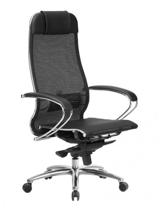 Компьютерное кресло стул руководителя для компьютера Метта Samurai S-1.04 Black Plus черное сетка - фото 1 - id-p223215253