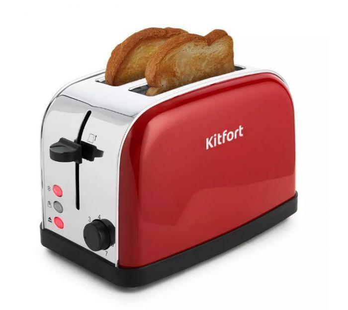 Тостер для хлеба KITFORT КТ-2014-3 850Вт красный - фото 1 - id-p223344040