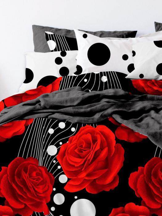Цветочное постельное белье бязевое из хлопка NS32 полуторный комплект с рисунком розами цветы бязь - фото 3 - id-p223344056