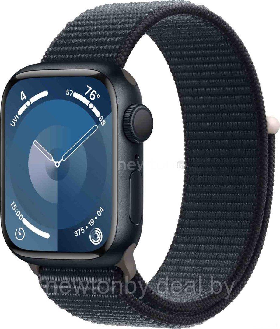 Умные часы Apple Watch Series 9 41 мм (алюминиевый корпус, полуночный/полуночный, нейлоновый ремешок) - фото 1 - id-p223400588