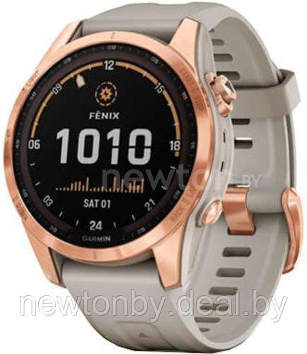 Умные часы Garmin Fenix 7S Solar 42 мм (розовое золото/песочный) - фото 1 - id-p223412912