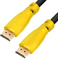 Greenconnect Кабель 5.0m HDMI версия 1.4, черный, желтые коннекторы, OD7.3mm, 30/30 AWG, позолоченные