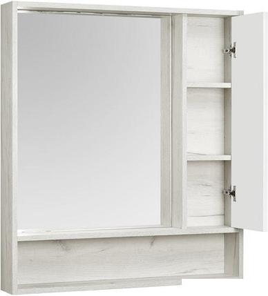 Акватон Шкаф с зеркалом Флай 80 1A237702FAX10 (белый/дуб крафт), фото 2