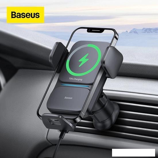Держатель для смартфона Baseus Wisdom Auto Alignment Car Mount Wireless Charger - фото 1 - id-p222786467