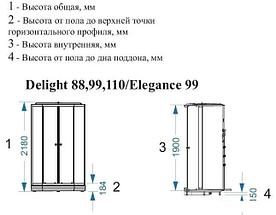 Душевая кабина Domani-Spa Elegance 90x90 с гидромассажем (прозрачное стекло/белые), фото 2