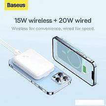 Внешний аккумулятор Baseus Magnetic Mini Wireless Fast Charge Power Bank 10000mAh 20W (белый), фото 2
