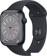 Умные часы Apple Watch Series 8 45 мм (алюминиевый корпус, полуночный/полуночный, спортивный силикон