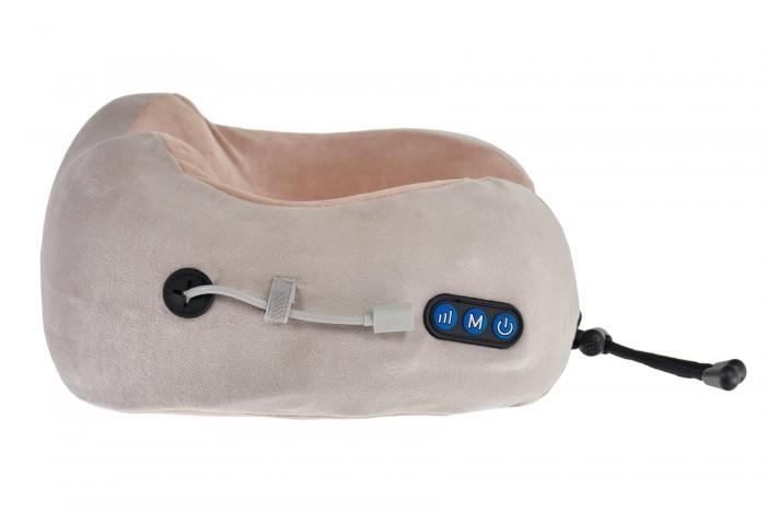 Массажная подушка для шейно- воротниковой зоны, серо-бежевая (Massage pillow (shiatsu + vibration)), Bradex KZ - фото 4 - id-p223333830