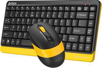 Комплект (клавиатура+мышь) A4TECH Fstyler FG1110, USB, беспроводной, черный и жёлтый [fg1110 bumblebee] - фото 3 - id-p222585215