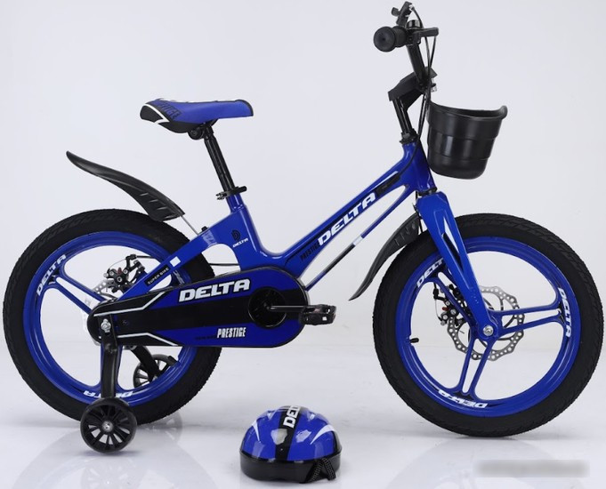 Детский велосипед Delta Prestige 16 2023 (синий, диски, шлем) - фото 1 - id-p223420349