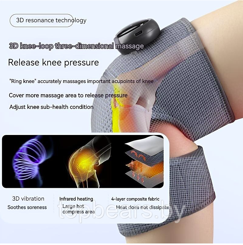 Физиотерапевтический электрический массажер для суставов с подогревом Fever knee massager D102 (колено, - фото 6 - id-p215963757