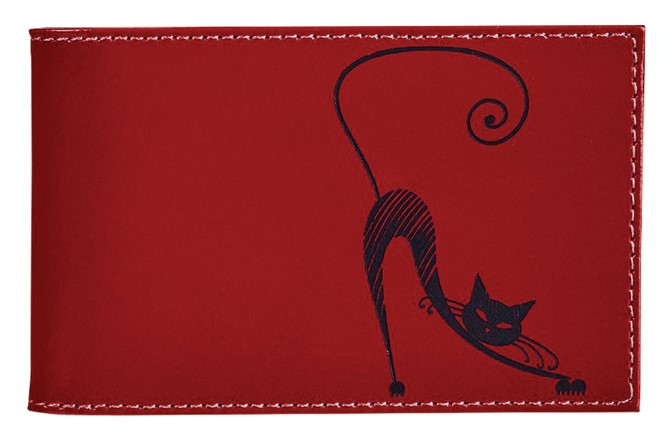 Визитница карманная Befler 110*70 мм, однорядная на 40 визиток, «Изящная кошка», красная - фото 2 - id-p203780358
