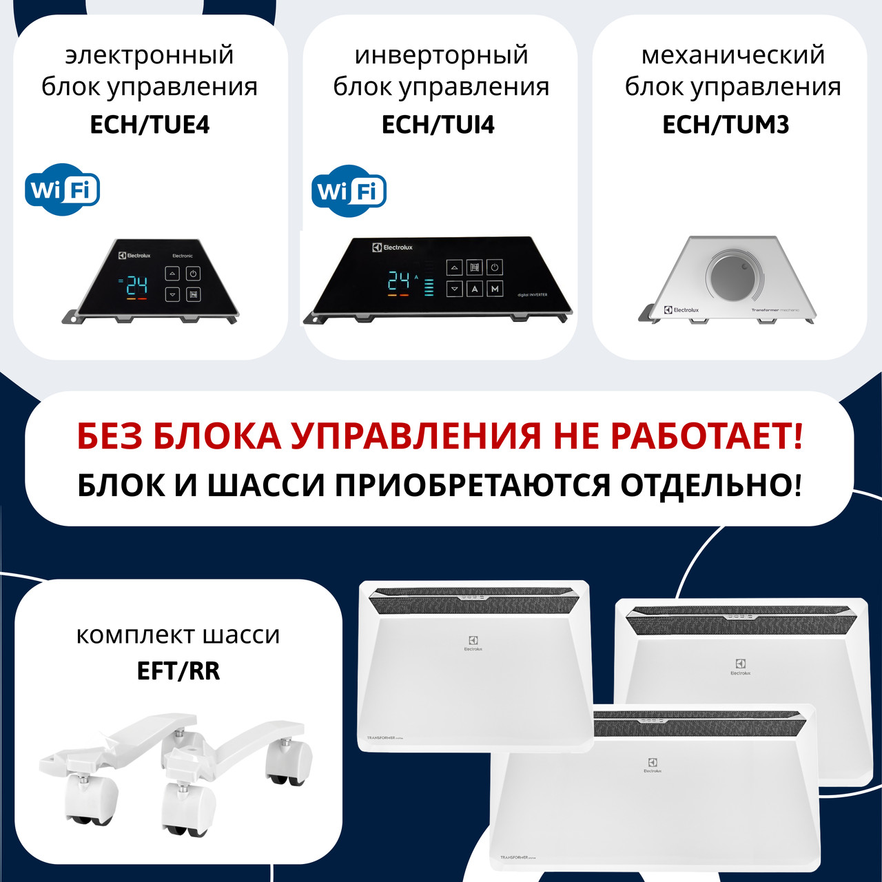 Модуль отопительный электрического конвектора Electrolux ECH/R-1000 T \1кВт\15м²\Wi-Fi - опция - фото 2 - id-p223432861