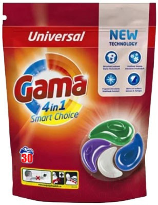 Капсулы для стирки GAMA 4 в 1 Smart Choice 30шт*26гр (Шаранговича 25)
