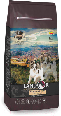Сухой корм для собак Landor Для взрослых собак мелких пород утка с рисом / 7843331 - фото 1 - id-p223437230