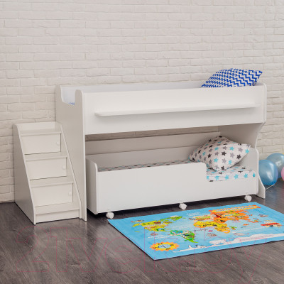 Двухъярусная кровать детская Капризун 12 Р444-2 с лестницей и ящиками - фото 4 - id-p223201718