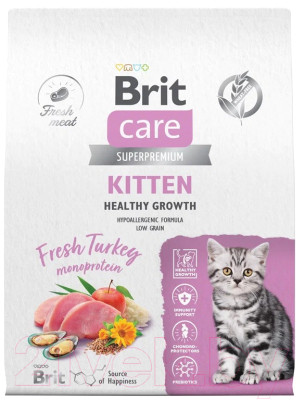 Сухой корм для кошек Brit Care Cat Kitten Healthy Growth с индейкой / 5066063 - фото 3 - id-p223459589