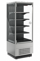 Витрина пристенная Carboma Cube 2 FC20-07 VM 0,6-1 LIGHT (9006-9005) фронт X0 распашные двери 0…+7