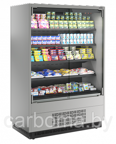 Витрина пристенная Carboma Cube 2 FC20-07 VM 1,3-1 0030 LIGHT фронт X0 бок металл с зеркалом 0…+7