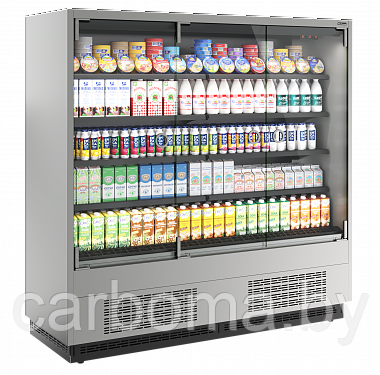 Витрина пристенная Carboma Cube 2 FC20-07 VM 1,9-1 0030 LIGHT фронт X0 бок металл с зеркалом 0…+7