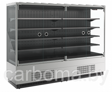 Витрина пристенная Carboma Cube 2 FC20-07 VM 2,5-1 LIGHT  (0430, фронт X0 распашные двери) INOX 0…+7