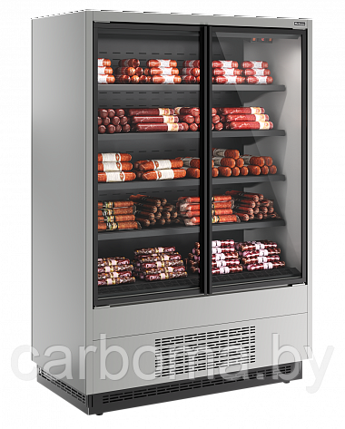 Пристенная холодильная витрина Carboma Cube 2 FC20-07 VV 0030 STANDARD X1 1,3-1 бок металл с зеркалом -2..+5 - фото 1 - id-p223471201