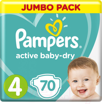Подгузники детские Pampers Active Baby-Dry 4 Maxi - фото 1 - id-p223472675