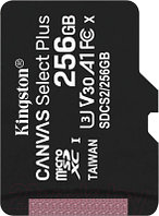 Карта памяти Kingston Canvas Select Plus 100R microSDHC Class10 UHS-I U3 V30 A1 256GB