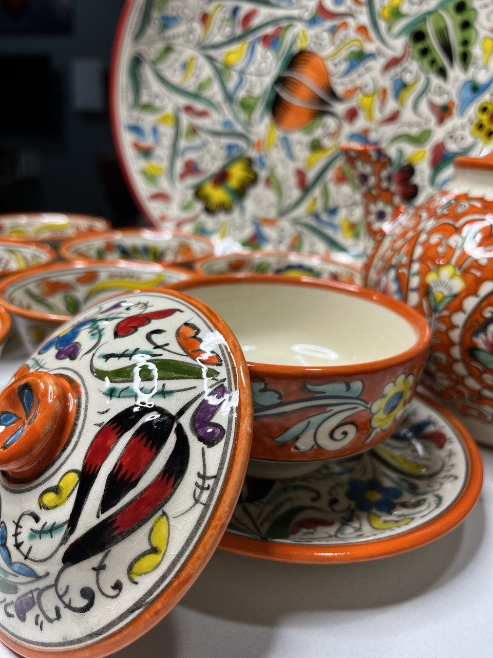 Узбекский чайный сервиз на 6 персон (оранжевый) - фото 8 - id-p222220375