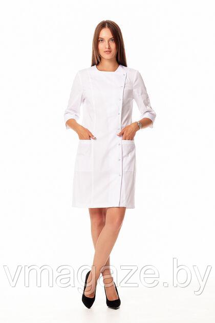 Медицинский халат,женский(цвет белый с застежкой на кнопках) - фото 5 - id-p223480034
