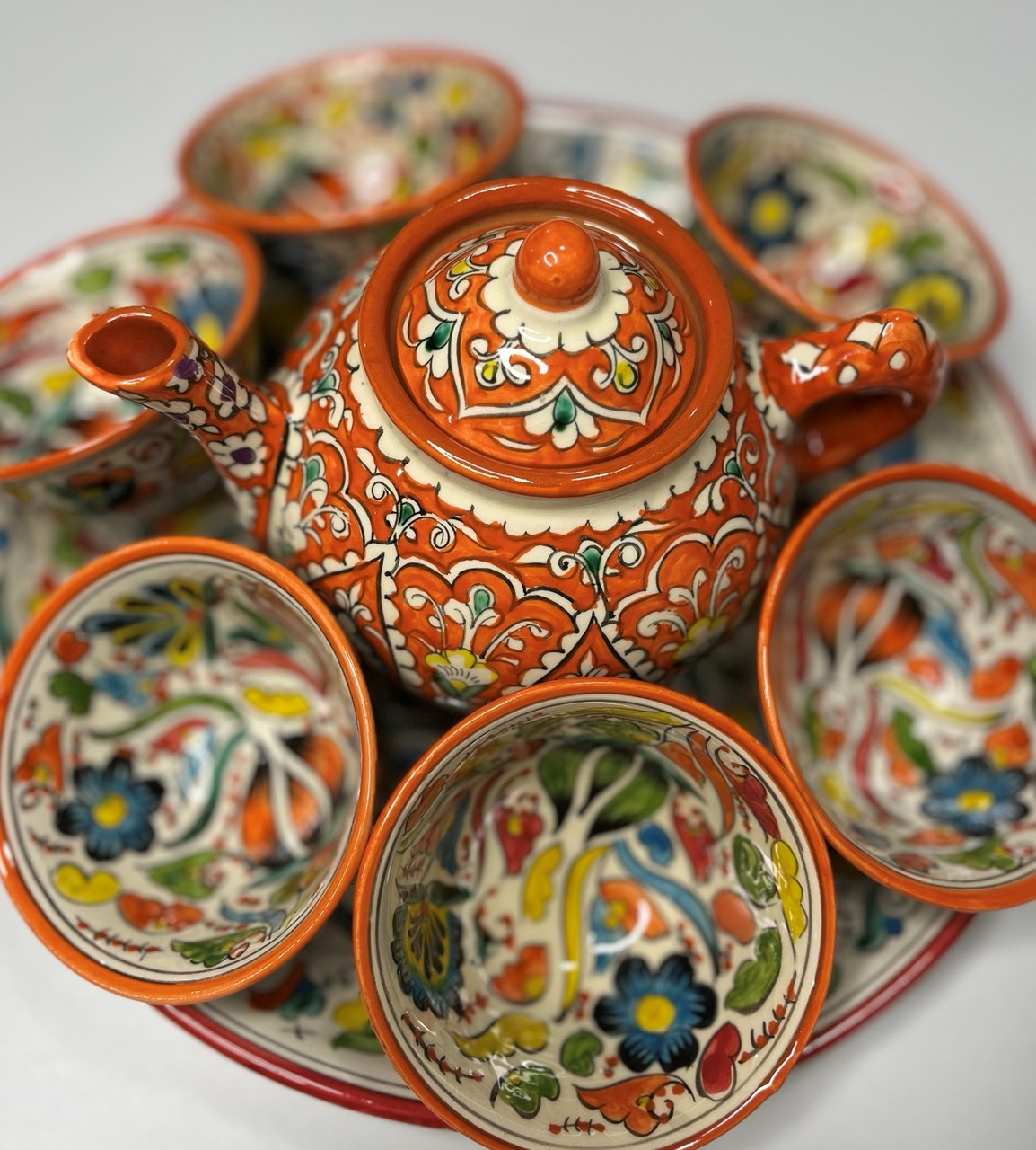 Узбекский чайный сервиз на 6 персон (оранжевый) - фото 5 - id-p222223858