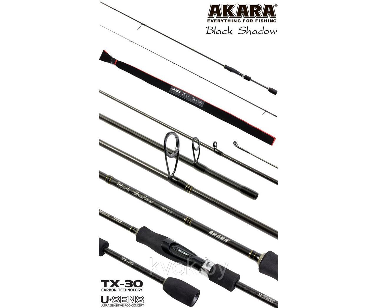 Спиннинг стеклопластиковый штекерный Akara SL1001 Black Shadow 702MLF TX-30 (3.5-10.5) 2.1 м - фото 2 - id-p223480255