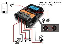 Контроллер заряда аккумулятора от солнечной панели 12/24v 30А, фото 2