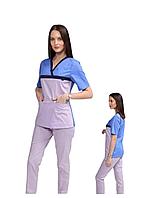 Медицинская женская блуза стрейч (цвет лилово-синий)