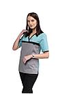 Медицинская женская блуза стрейч (цвет бирюзово-серый), фото 2