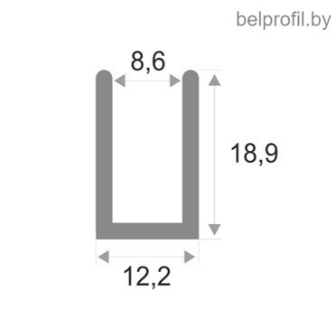 П-образный профиль для стекла 9мм цвет СЕРЕБРО ГЛЯНЕЦ 270 см - фото 2 - id-p223482904