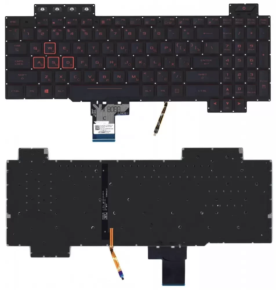 Клавиатура для ноутбука Asus Gaming FX504, черная с красной подсветкой - фото 1 - id-p223487860