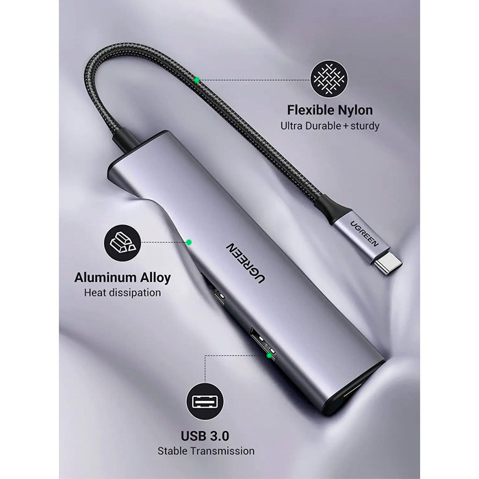 USB-хаб Ugreen Type-C to 4?USB 3.0 / CM473 - фото 3 - id-p223489006