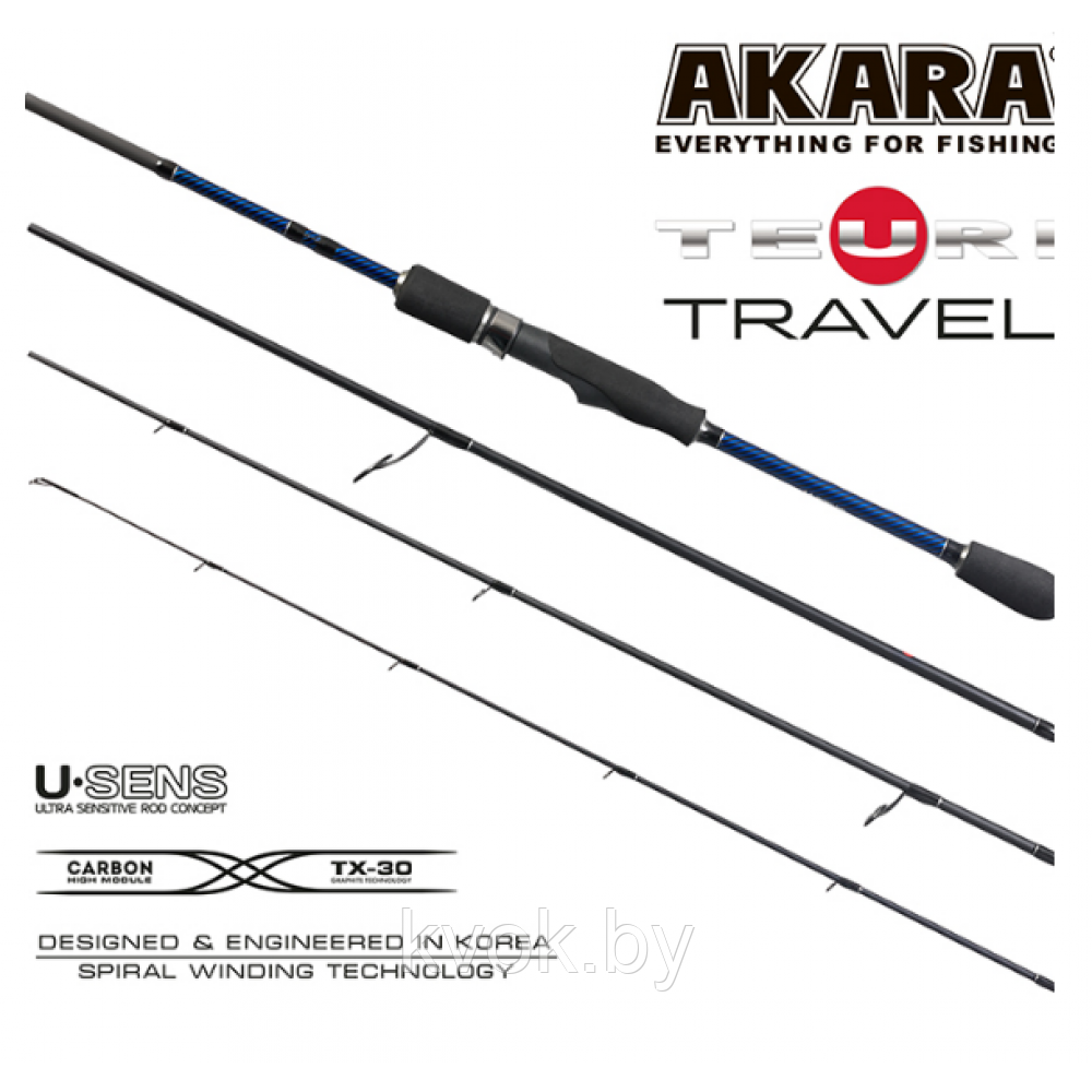 Спиннинг стеклопластиковый штекерный Akara Teuri Travel M (7-21) 2.28 м