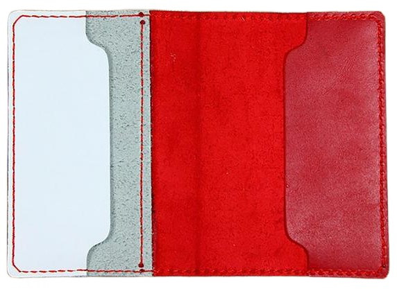 Обложка на паспорт из натуральной кожи комбинированная 13,5*9,5*0,4 см, «Кошка паспорт принцесы», красная с
